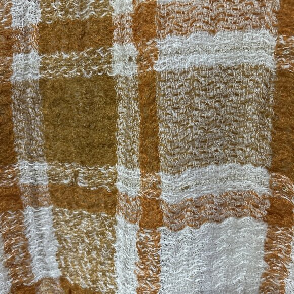 Marilu Orange Italian Linen Top Open Knit Lagenlook Plaid Tunic Shirt XL - Picture 3 of 16